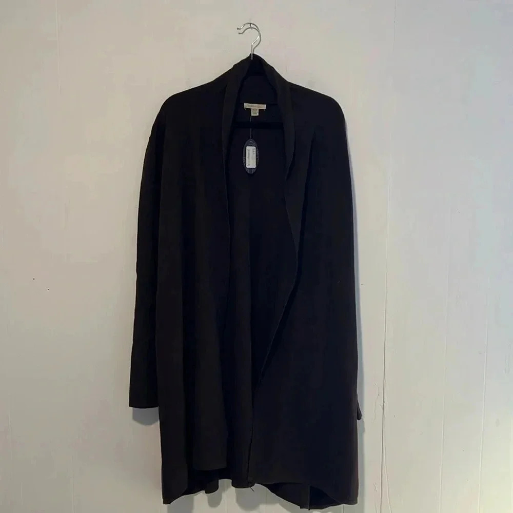 Cozy Casual Waterfill Knitting Espresso Cardigan Long Sleeve With Pockets S5